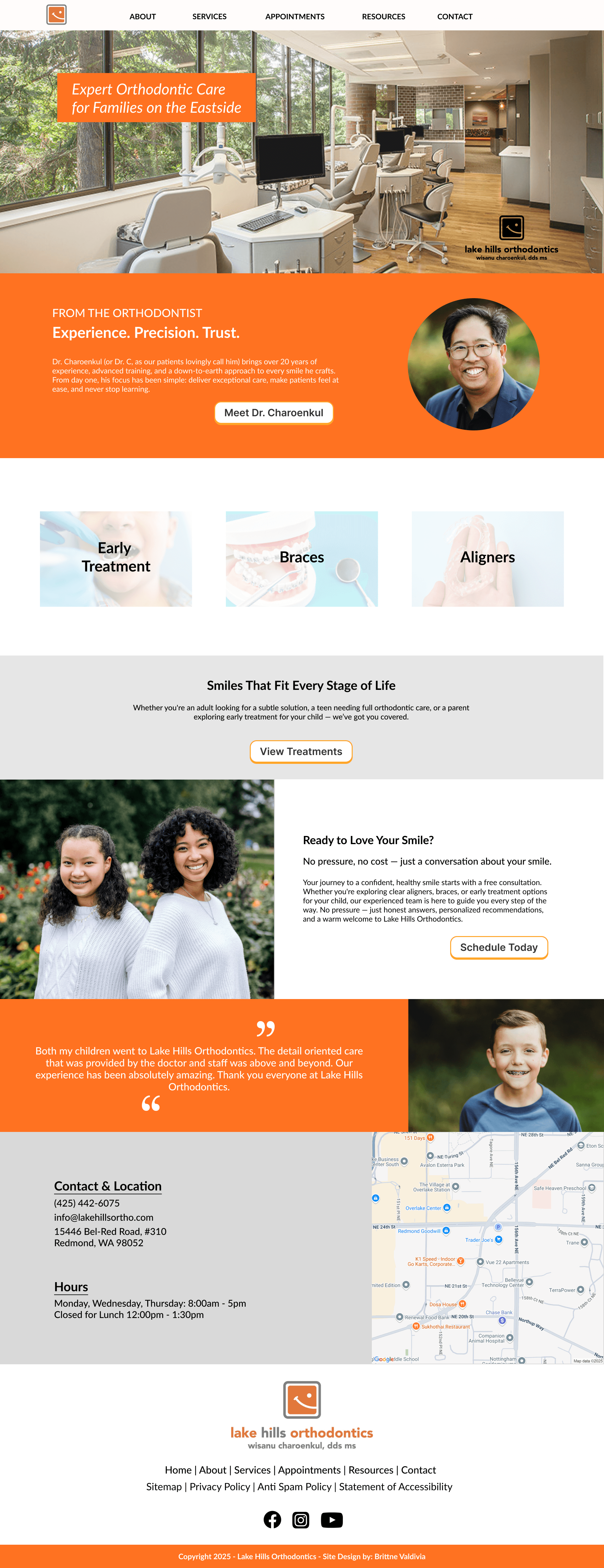 Lake Hills Orthodontics homepage redesign